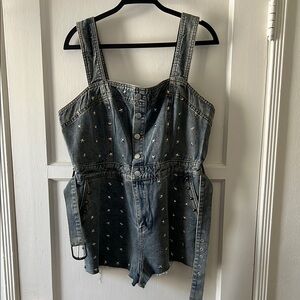 Star Studded Denim Romper